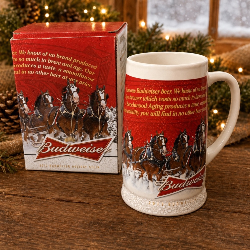 Budweiser 2013 Holiday Stein Sights of the Season Clydesdales Beer Mug with Box